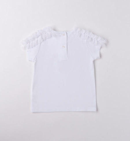 iDO T-shirt for girls with floral lettering from 9 months to 8 years BIANCO-0113