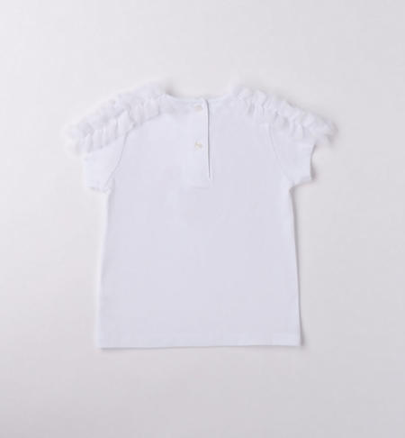 iDO T-shirt for girls with floral lettering from 9 months to 8 years BIANCO-0113