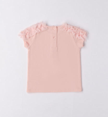 iDO T-shirt for girls with floral lettering from 9 months to 8 years ROSA CHIARO-2617