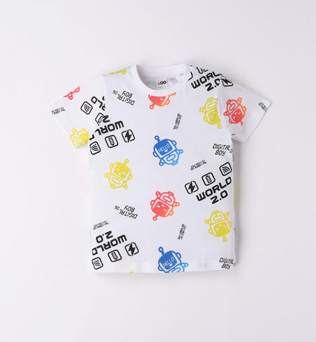 T-shirt bambino con robot BIANCO