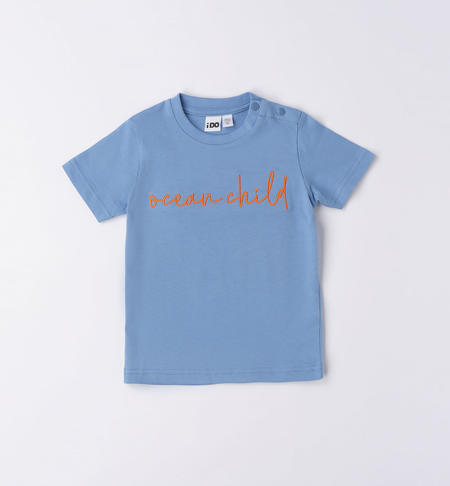 T-shirt bambino ricamo 100% cotone da 9 mesi a 8 anni iDO BLUE-3641