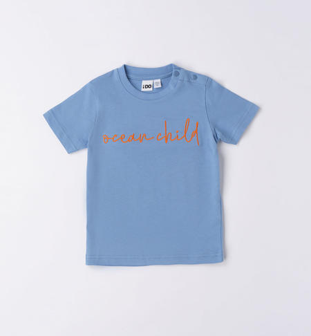 iDO 100% cotton embroidered T-shirt for boys from 9 months to 8 years BLUE-3641