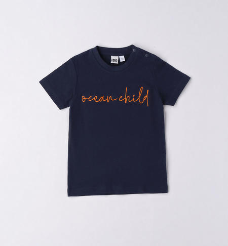 T-shirt bambino ricamo 100% cotone BLU
