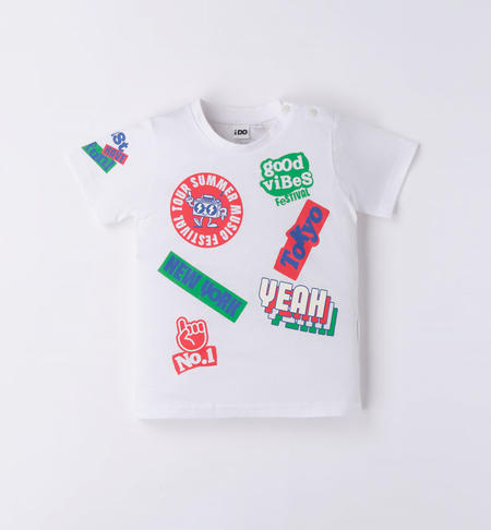 T-shirt bambino stampa adesivi BIANCO