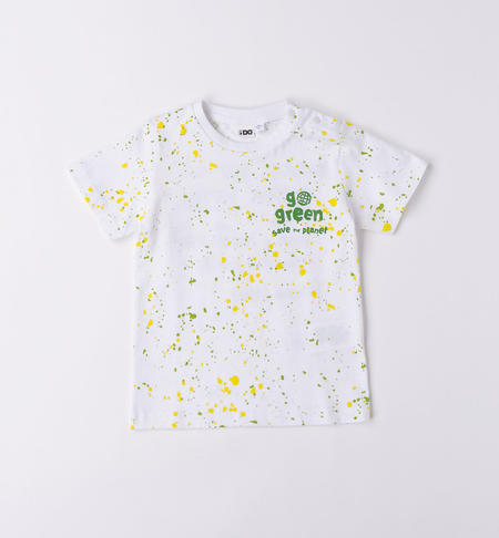 T-shirt bambino stampa schizzi da 9 mesi a 8 anni iDO BIANCO-VERDE-6VA7