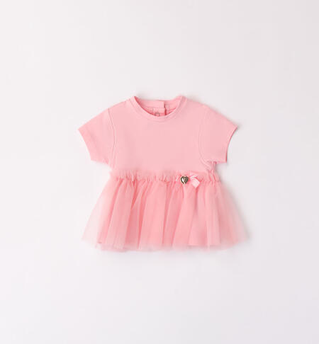 Girls' T-shirt with tulle  PINK DOLPHINS-2775