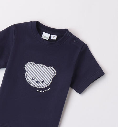 Boys' teddy bear T-shirt NAVY-3854