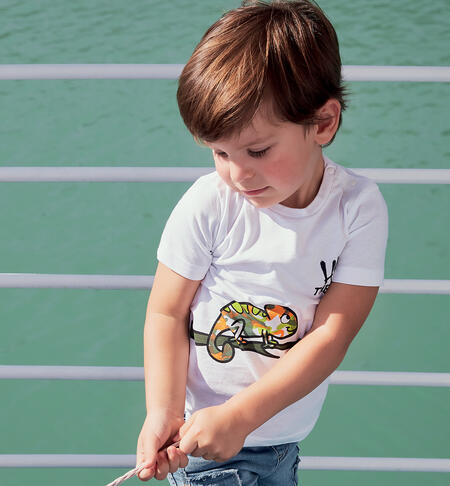 T-shirt camaleonte per bambino BIANCO