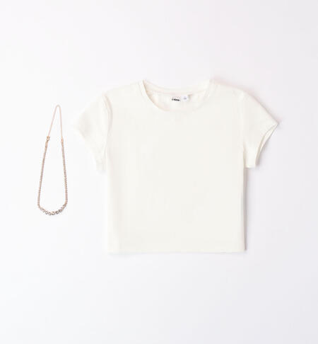 T-shirt with necklace for girls CREAM