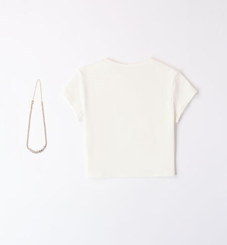 T-shirt con collana per ragazza PANNA-0112