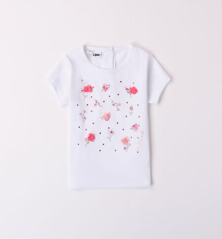T-shirt con fiori per bambina  BIANCO-0113