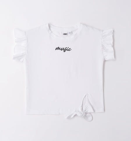 T-shirt con nodo per ragazza da 8 a 16 anni iDO BIANCO-0113