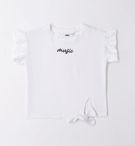 T-shirt con nodo per ragazza BIANCO