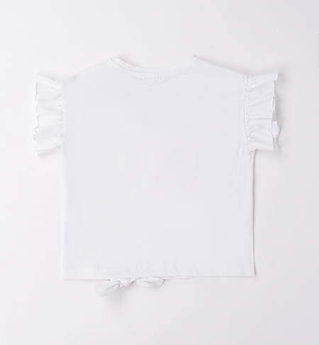 T-shirt con nodo per ragazza da 8 a 16 anni iDO BIANCO-0113