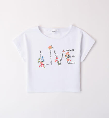 T-shirt with lettering for girls WHITE