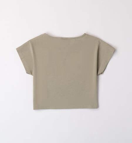 T-shirt with lettering for girls VERDE MILITARE-4836