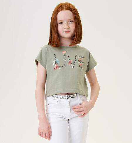 T-shirt with lettering for girls GREEN