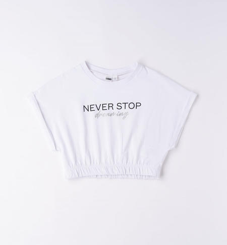 T-shirt corta ragazza BIANCO