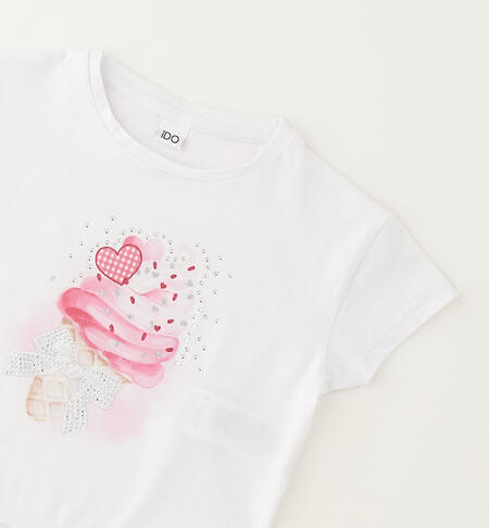 T-shirt crop bambina BIANCO-0113