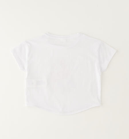 T-shirt crop bambina BIANCO-0113
