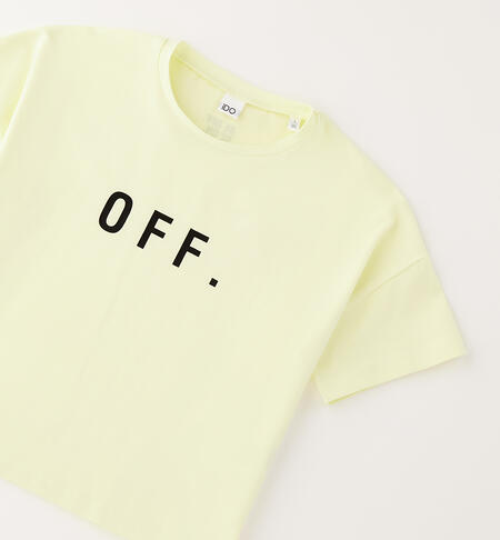 T-shirt crop da ragazza GIALLO CHIARO -1413