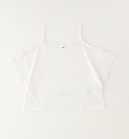 T-shirt crop in cotone BIANCO-0113