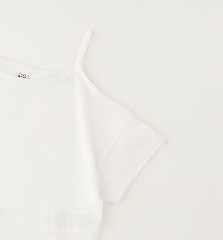 T-shirt crop in cotone BIANCO-0113