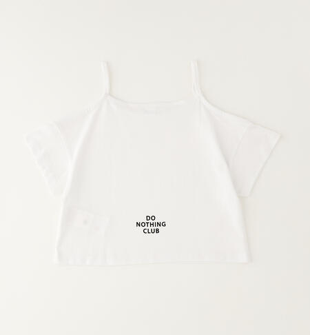 T-shirt crop in cotone BIANCO-0113