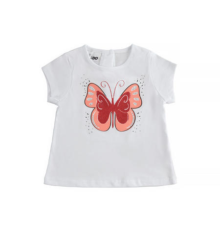 iDO butterfly T-shirt for girls from 9 months to 8 years BIANCO-0113