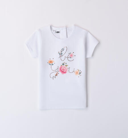 Girls' floral T-shirt WHITE