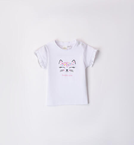 T-shirt gattino per bimba BIANCO-0113