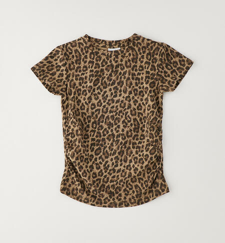 T-shirt leopardata ragazza MARRONE