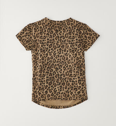 T-shirt leopardata ragazza MARRONE-MARRONE-6CEA