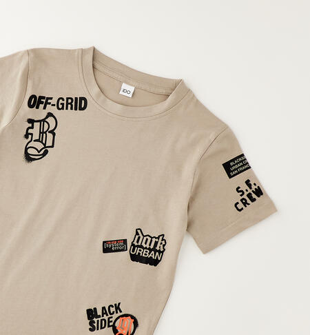 T-shirt manica corta ragazzo BEIGE SCURO-0445