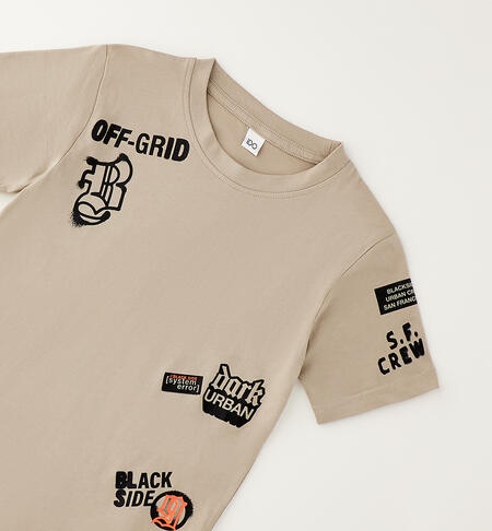 T-shirt manica corta ragazzo BEIGE SCURO-0445