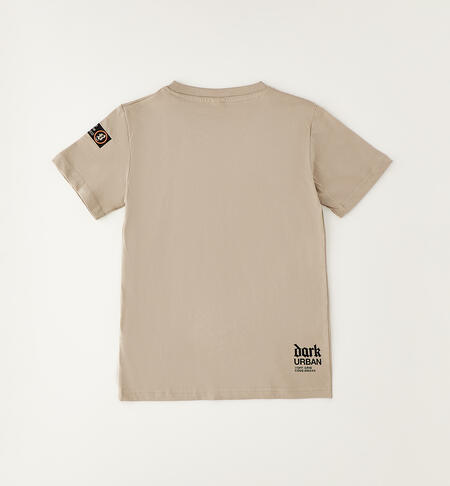 T-shirt manica corta ragazzo BEIGE SCURO-0445