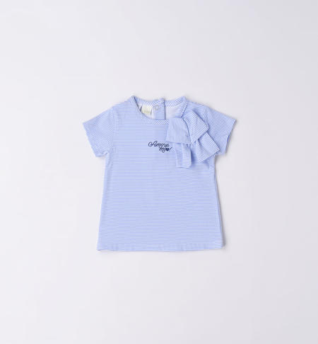 T-shirt neonata con fiocco AZZURRO