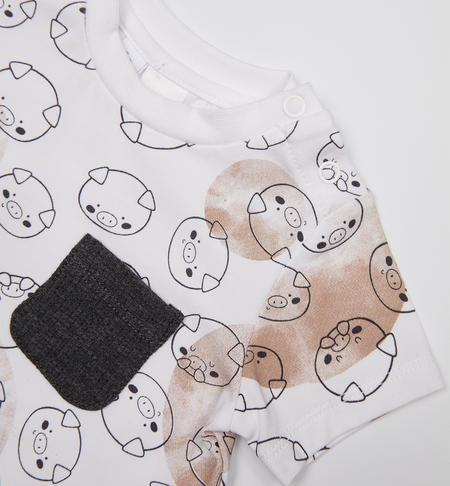 iDO baby piglet T-shirt from 1 to 24 months BIANCO-ANTRACITE-6V02