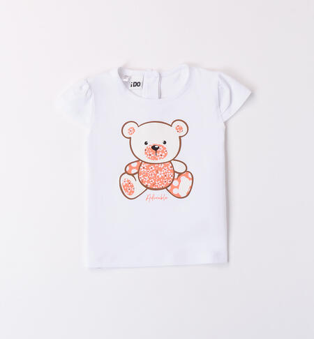 Girls' teddy bear T-shirt BIANCO-0113