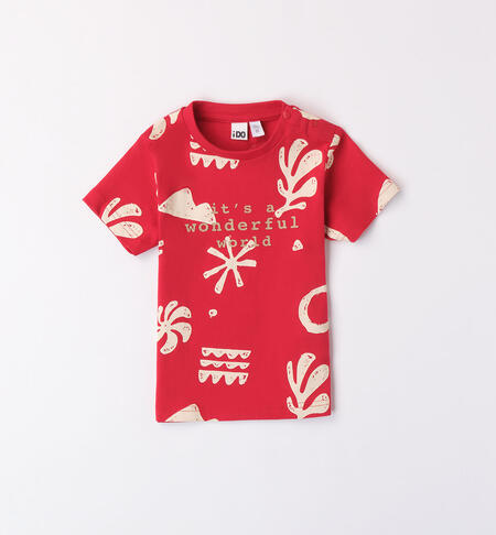 Boys' T-shirt in 100% cotton  ROSSO-BIANCO-6AED