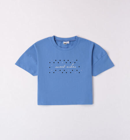 Girls' 100% cotton T-shirt LIGHT BLUE