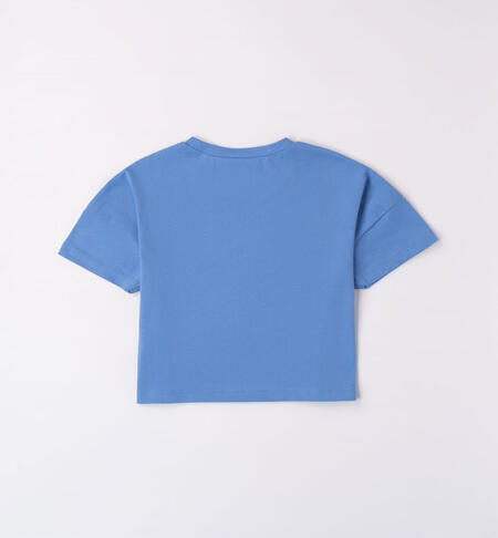 iDO 100% cotton T-shirt for girls from 8 to 16 years AZZURRO-3637