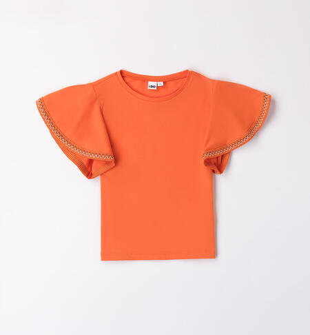 Embroidered orange T-shirt for girls ORANGE-1827