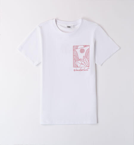 Boys' printed white T-shirt BIANCO-0113