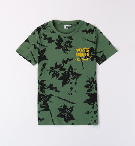 Boys' green T-shirt VERDE-NERO-6AHG