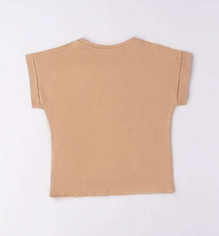 iDO T-shirt with knot for girls from 8 to 16 years BEIGE-0732
