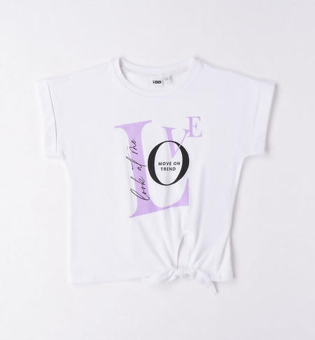 iDO T-shirt with knot for girls from 8 to 16 years BIANCO-0113