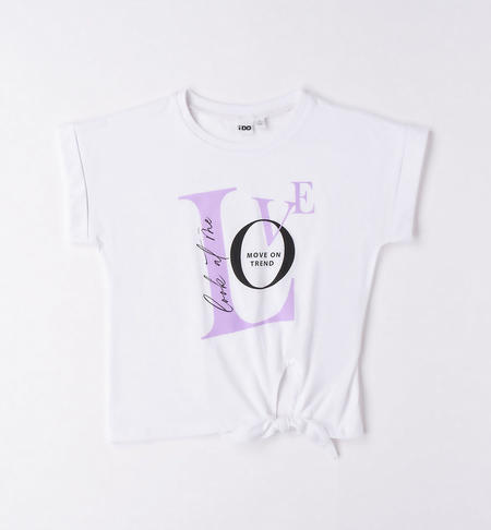 T-shirt ragazza con nodo BIANCO