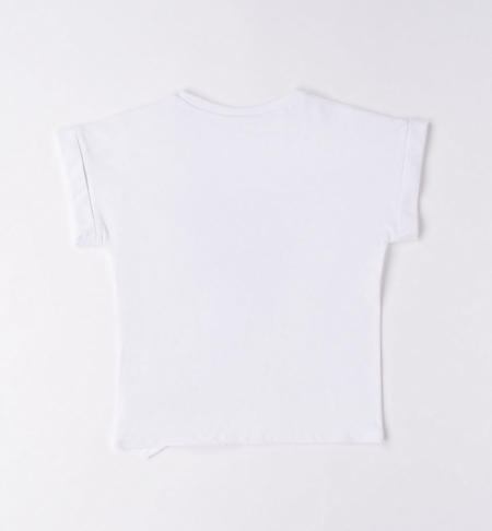 T-shirt ragazza con nodo da 8 a 16 anni iDO BIANCO-0113
