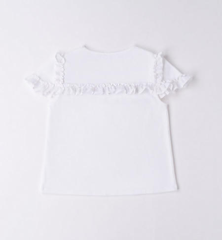 iDO T-shirt with ruffles for girls from 8 to 16 years BIANCO-0113